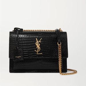 Saint Laurent’s Sunset small croc-effect patent-leather shoulder bag